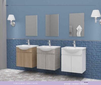 ΣΕΤ ΕΠΙΠΛΟ ΜΠΑΝΙΟΥ DROP FIORE 65 ΜΕ ΑΠΛΟ ΚΑΘΡΕΦΤΗ ΓΚΡΙ 5FFIM65SD