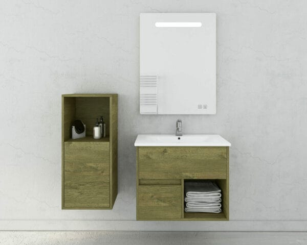 ΕΠΙΠΛΟ ΜΠΑΝΙΟΥ DROP SORRENTO 65 NATURAL WOOD ΜΕ ΒΑΣΗ, ΝΙΠΤΗΡΑ, ΦΩΤΙΖΟΜΕΝΟ LED ΚΑΘΡΕΦΤΗ ΚΑΙ ΣΤΗΛΗ 5PSO065NW | 6BAT065PC | 6KLN060LD | 5SSOR35NW