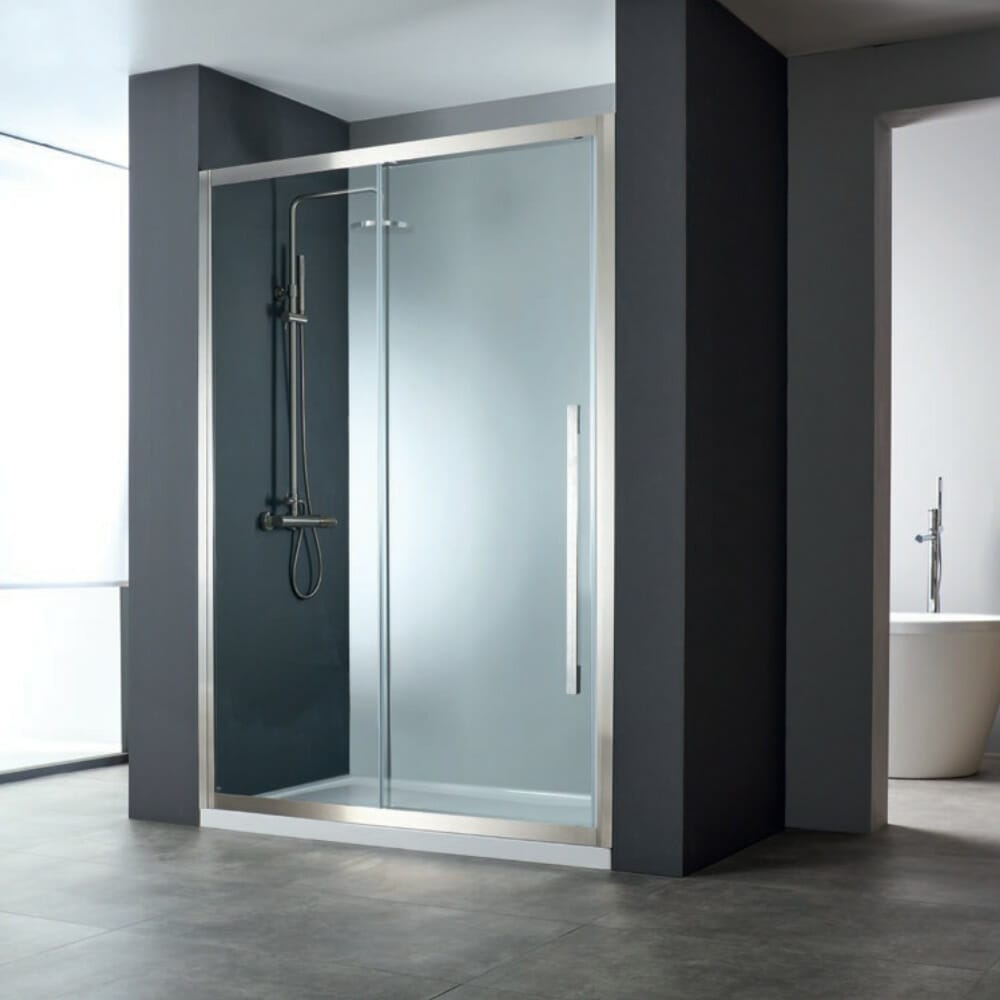 ΚΑΜΠΙΝΑ ΝΤΟΥΖΙΕΡΑΣ DEVON NOXX SLIDER INOX BRUSHED CLEAN GLASS 120-119/122 SLN 120C-111 & 1τεμ. N3/200-111