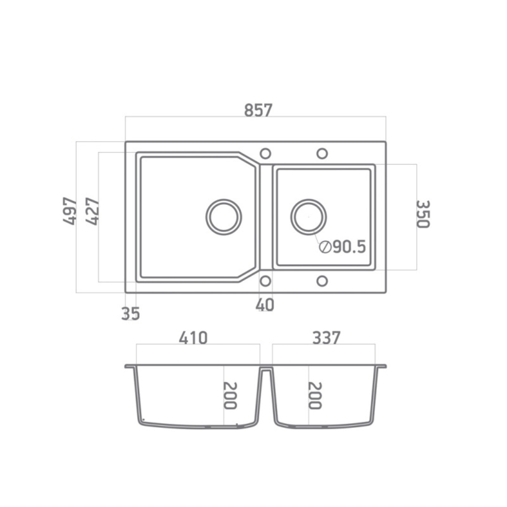 ΝΕΡΟΧΥΤΗΣ 804 ULTRA GRANITE BIANCO SANITEC 86x50cm