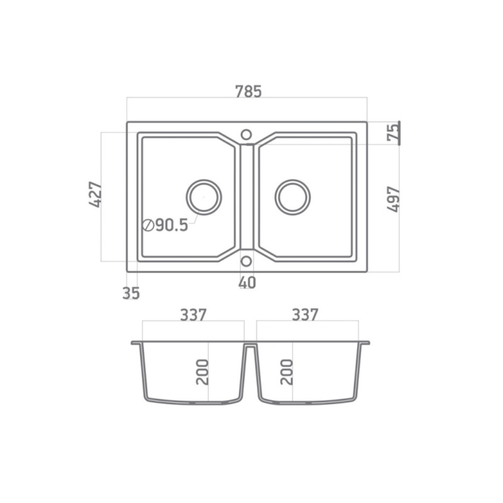 ΝΕΡΟΧΥΤΗΣ 806 ULTRA GRANITE BIANCO SANITEC 79x50cm